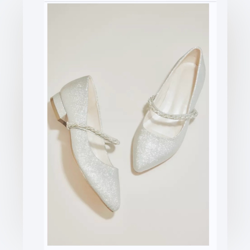 Elegant White Glitter Flats